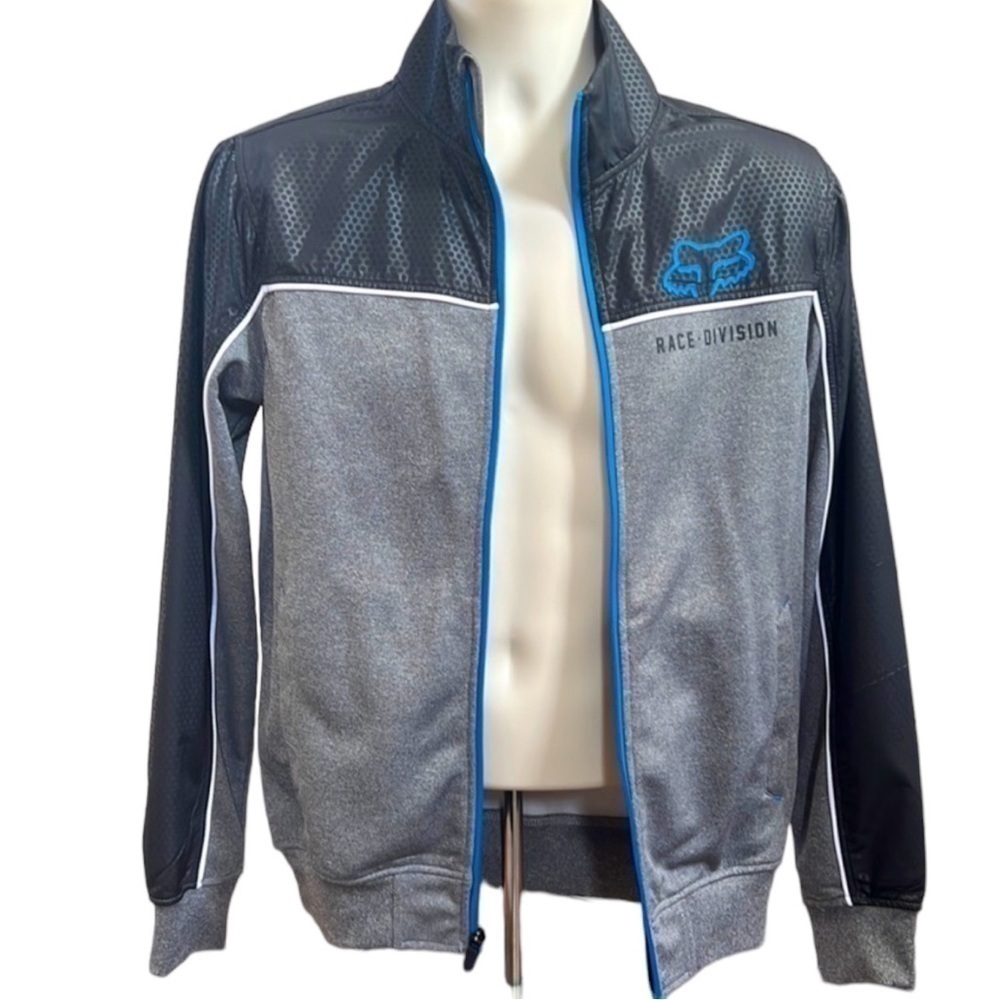 FOX Racing Men’s Full Zip Jacket / Black and Yamaha Blue / Size S